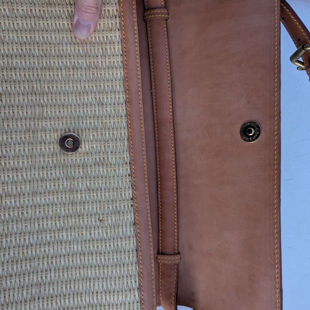 Ralph Lauren Woven Straw Crossbody with Brown Leather Trim - Picture 3 of 5